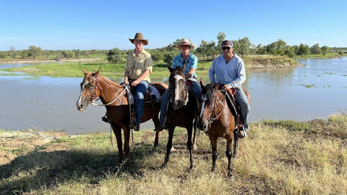 Mr Orr with his mates on the remote station on the Barkly. 
