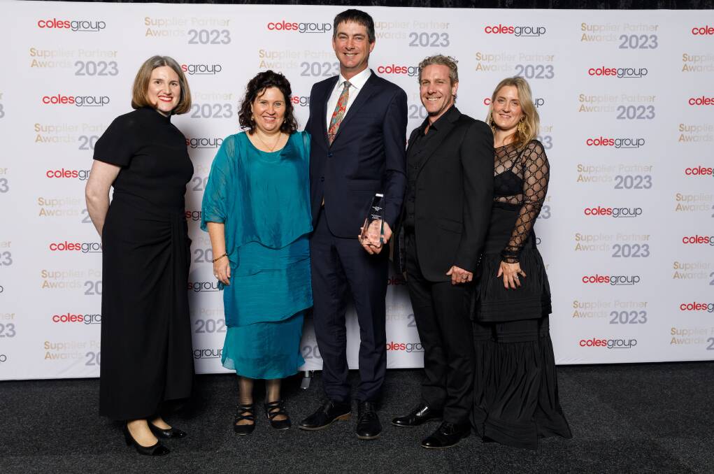 Coles Group chief executive officer Leah Weckert congratulates Rock Ridge Farming who finished third in the 2023 Fresh Produce Supplier of the Year. Photo supplied