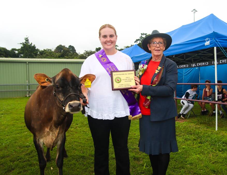 State young parader champion Rachel English and Monica Skerman, Queensland Ag Shows. Photo by Lea Coghlan