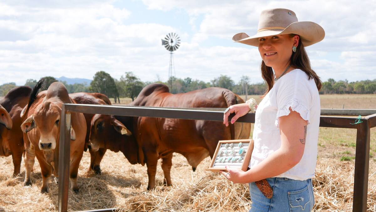 Remy Streeter of Palmvale Red Brahmans and Droughtmasters holds some of her silver jewellery she makes from her home studio in Marlborough. Picture by Ellouise Bailey 
