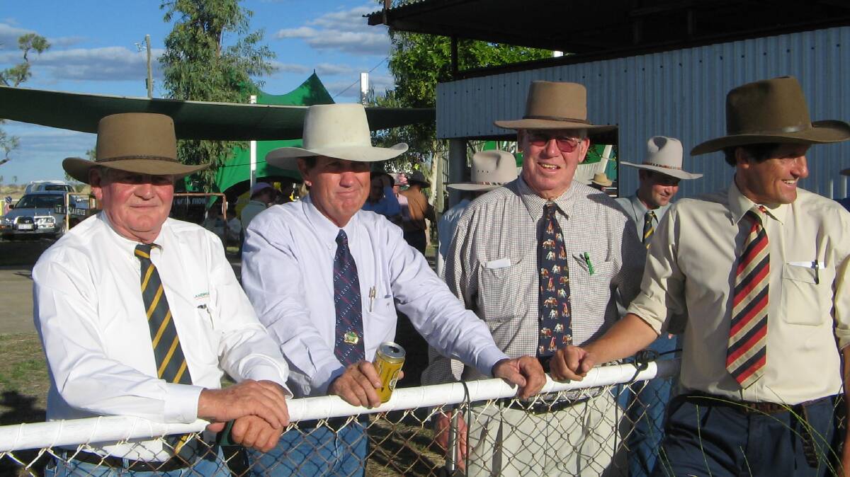 John Forster (second from right) with Mick Chittick, John Wharton and Stephen Stacey at the Maxwelton races in 2005. Picture by Tricia Hudspith