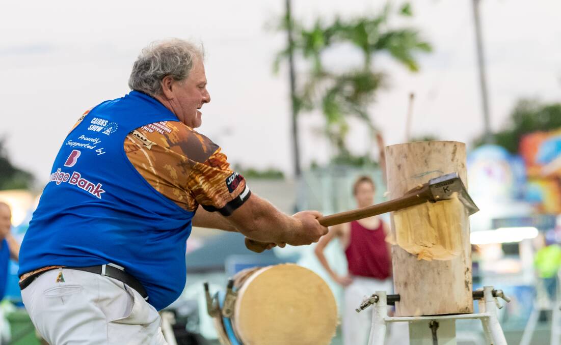 Wood chopping was a major drawcard for spectators at the Cairns Show last year and it is expected to go ahead this year in Cairns. Picture: Emily Barker from FNQ Roar Media.