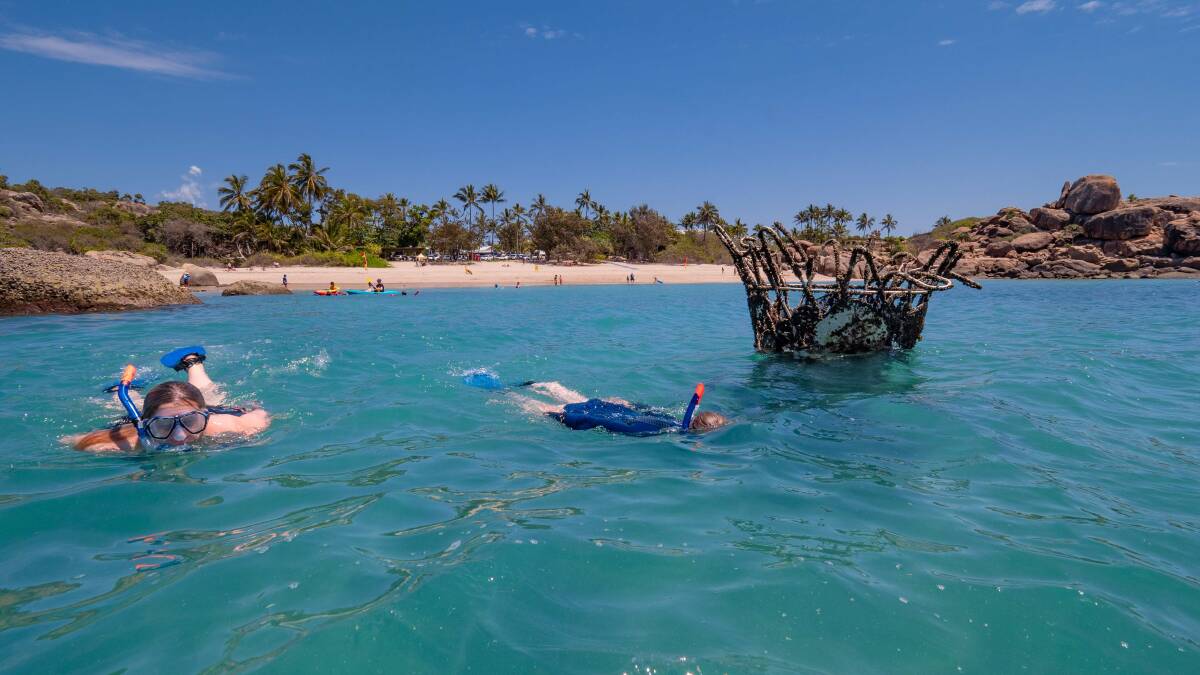 Snorkelling off the beach on the fringing reef at Bowen. Picture by Mark Fitz Photography