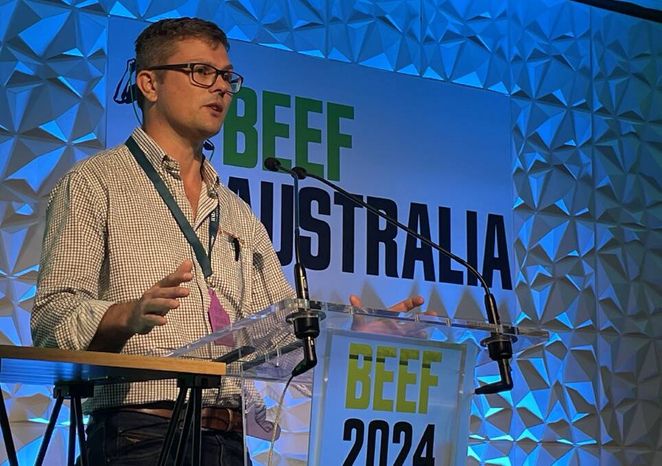 Dr Stephen Wiedemann, IntegrityAg addresses a deforestation seminar at Beef Australia. 