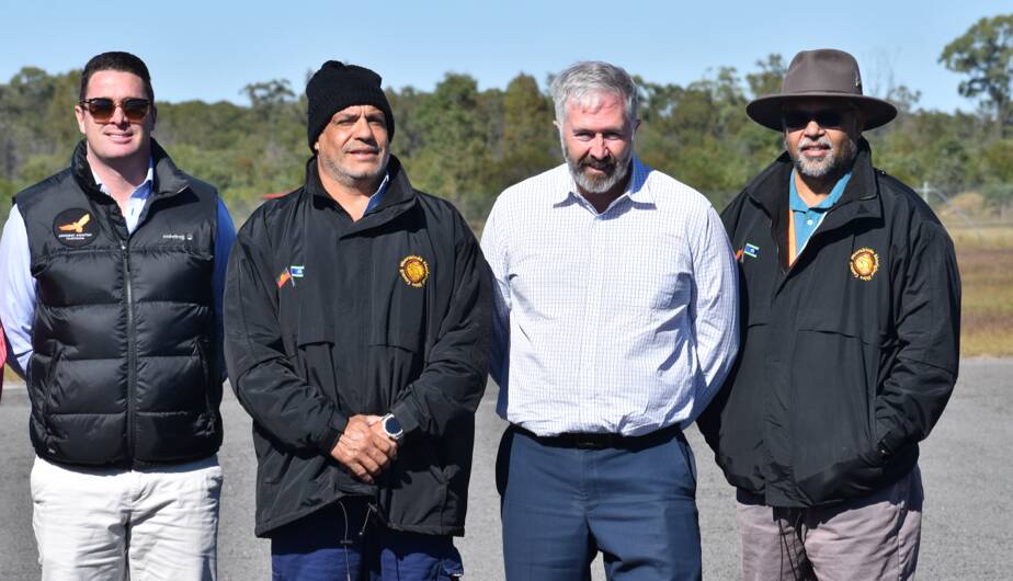 Assistant Minister for Regional Development Anthony Chisholm, second right, with members of the Woorabinda Aboriginal Shire Council at the funding announcement on Tuesday morning. Picture: Supplied