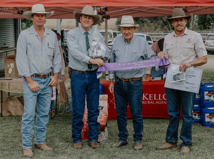Judge Luke Dingle, Charbray Society president Glen Ziemer, Barry Whitaker, and KellCo director Andrew Cavanagh. Picture by Sweet & Stower Photography.