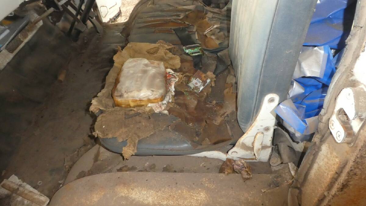 Explosives found in the front seat of the deceased farmer's ute. Picture supplied by Resources Safety and Health Queensland
