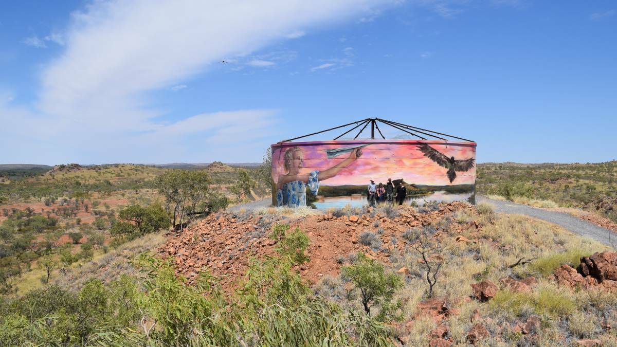 In 2018 The ZooKeeper painted a mural on Cloncurry's water tank. File photo.