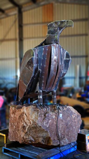 It took 350 kilograms of steel to build the eagle sculpture. Photo by Cloncurry Shire Council.