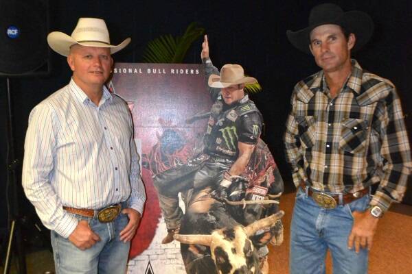 PBR Australia General Manager Glen Young and PBR President, former World Champion, and namesake of the Townsville event Troy Dunn at the launch for the Troy Dunn Invitational being held on November 16.