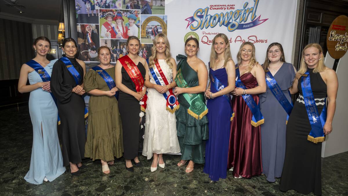 The 10 finalists at the announcement of the Queensland Country Life Showgirl awards. Picture: Brandon Long